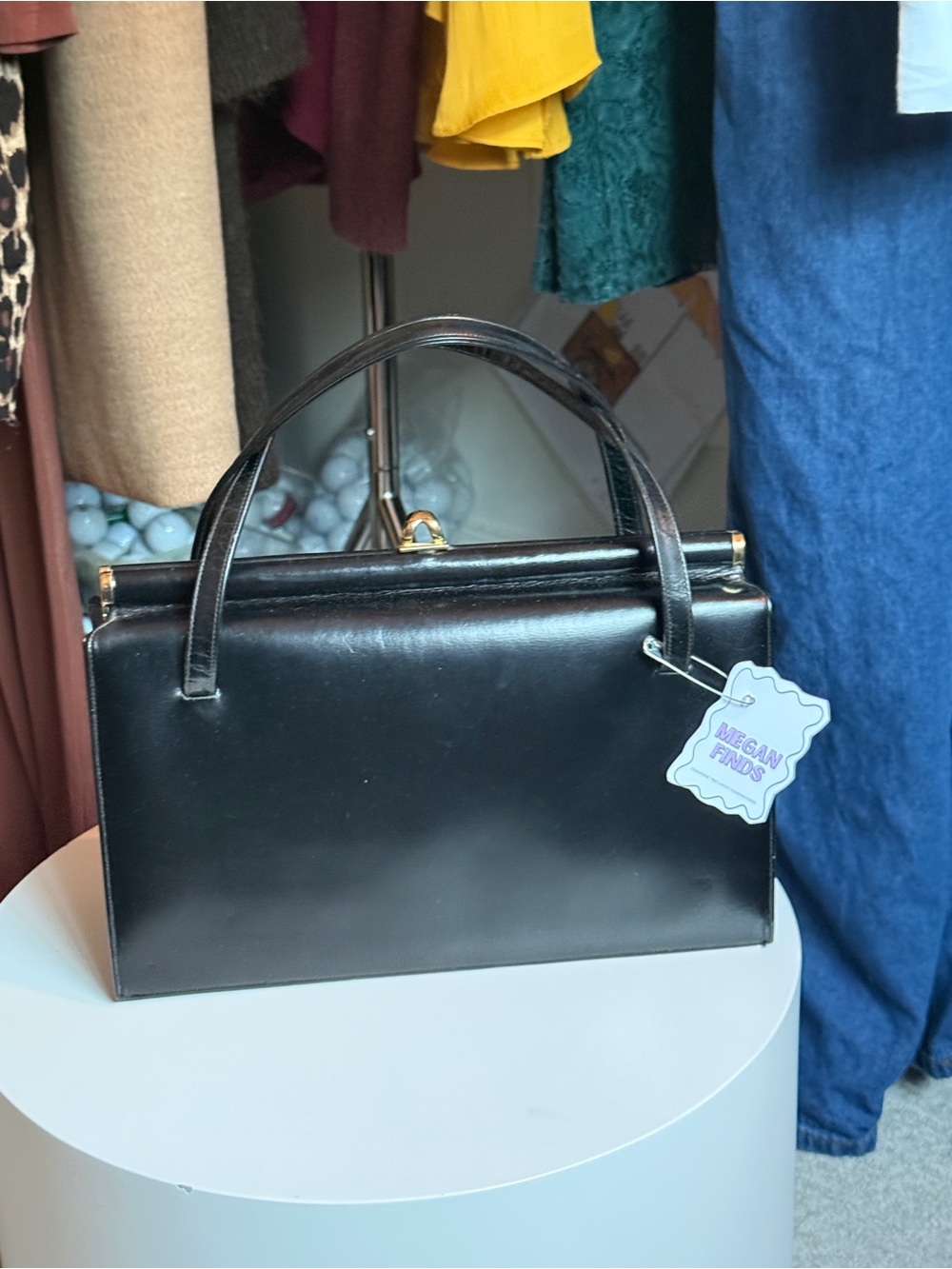 Elegant Black Structured Top-Handle Shoulder Bag